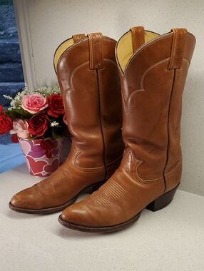 Mens TONY LAMA  Honey Tan Leather Western Boots (sz 8.5D)
